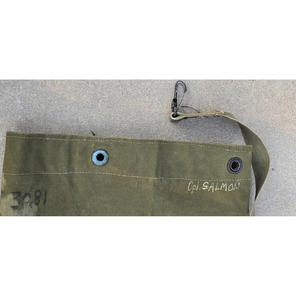 VTG Vietnam War USMC Type I Canvas Duffel Bag Trench Art Sea Bag USS Enterprise